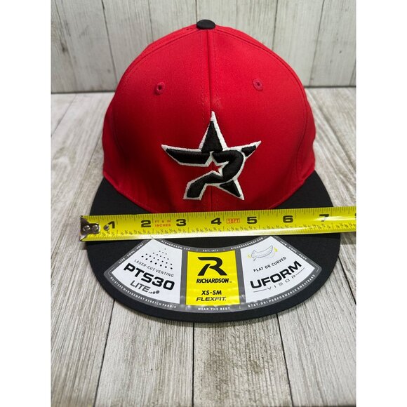 Richardson PTS30 Lite Baseball Cap Hat Flexifit XS/Small Red Black Uform Visor - Picture 7 of 7